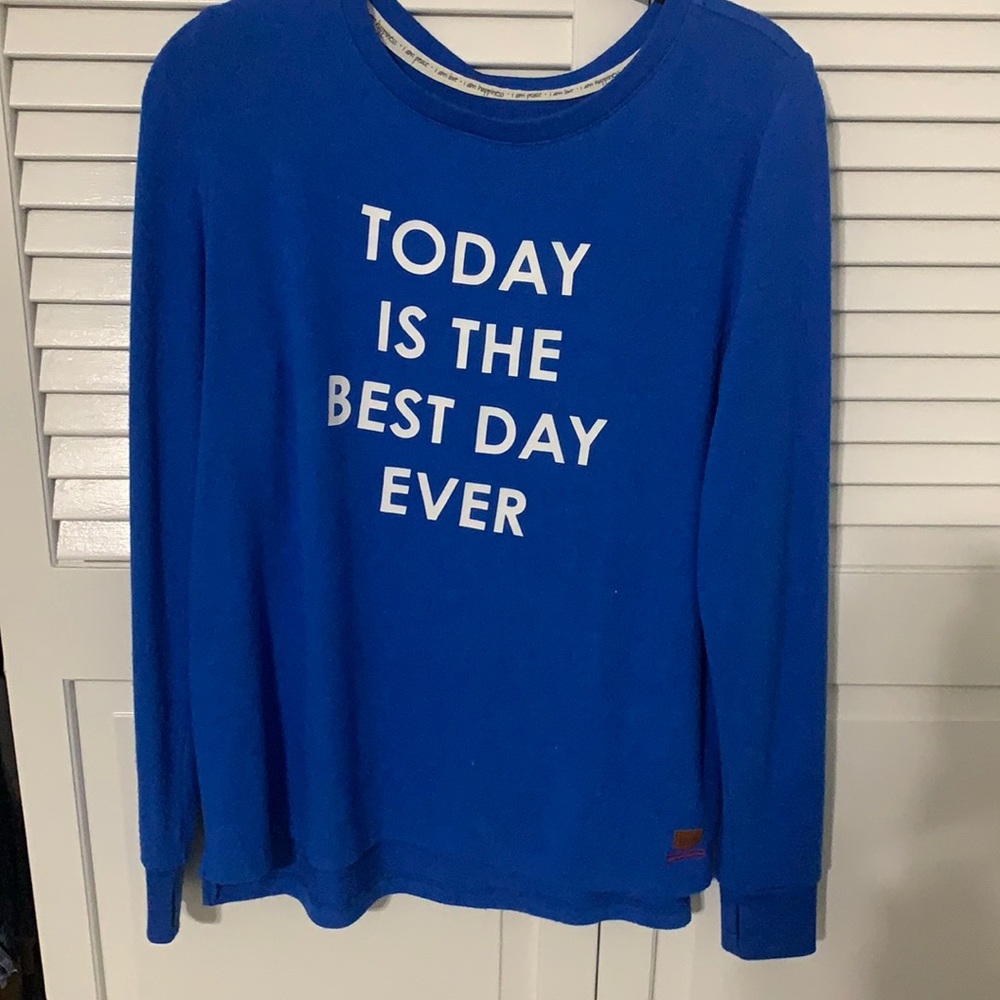 Peace Love World blue Comfy sweater